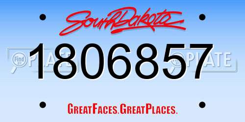 1806857 South Dakota License Plate