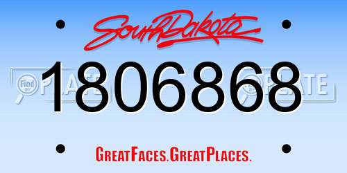 1806868 South Dakota License Plate