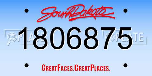 1806875 South Dakota License Plate