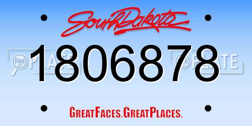 1806878 South Dakota License Plate
