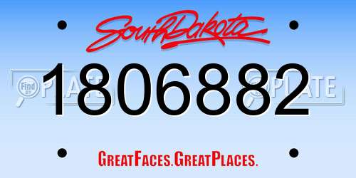 1806882 South Dakota License Plate