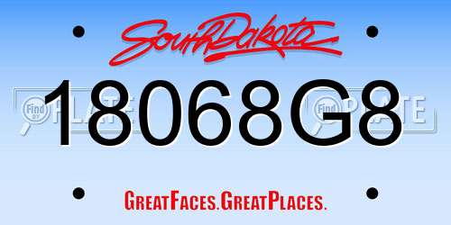 18068G8 South Dakota License Plate