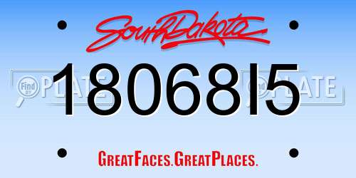 18068I5 South Dakota License Plate