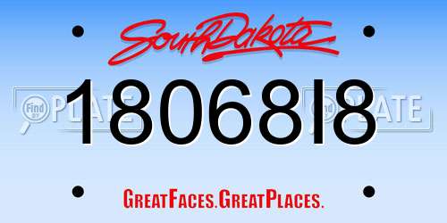 18068I8 South Dakota License Plate