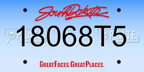 18068T5 South Dakota License Plate