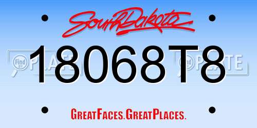18068T8 South Dakota License Plate