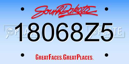 18068Z5 South Dakota License Plate