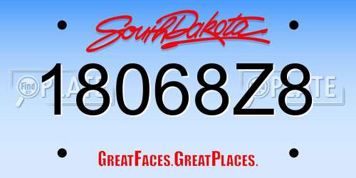 18068Z8 South Dakota License Plate