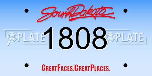 1808 South Dakota License Plate
