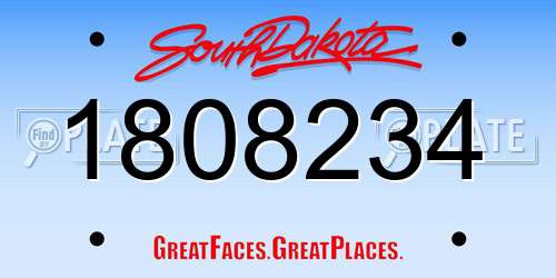 1808234 South Dakota License Plate
