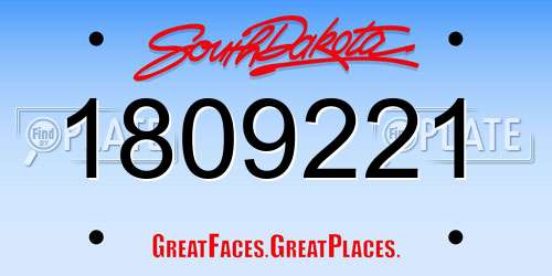 1809221 South Dakota License Plate