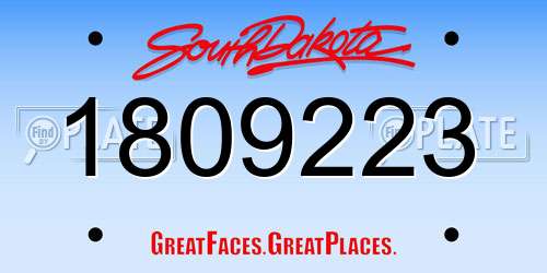 1809223 South Dakota License Plate