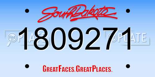 1809271 South Dakota License Plate