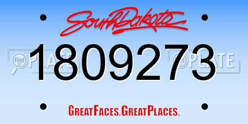 1809273 South Dakota License Plate