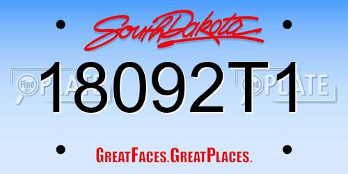 18092T1 South Dakota License Plate