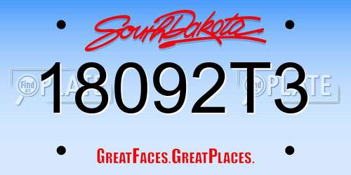 18092T3 South Dakota License Plate