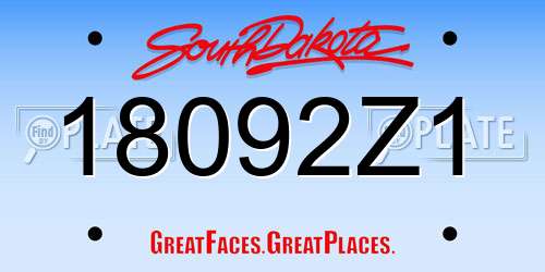 18092Z1 South Dakota License Plate