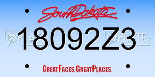 18092Z3 South Dakota License Plate