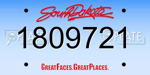 1809721 South Dakota License Plate