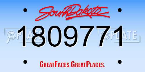 1809771 South Dakota License Plate
