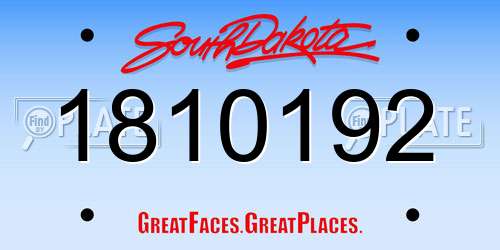 1810192 South Dakota License Plate