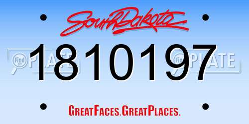 1810197 South Dakota License Plate