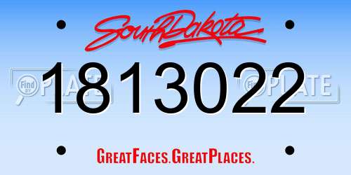 1813022 South Dakota License Plate