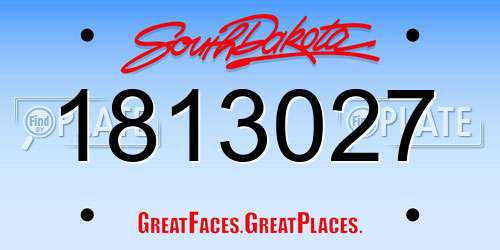 1813027 South Dakota License Plate