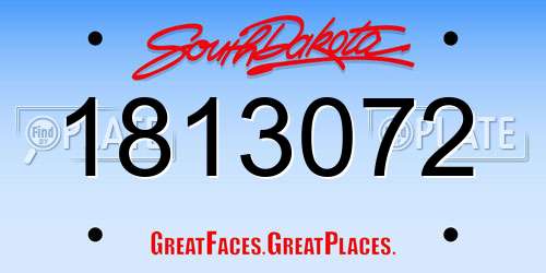 1813072 South Dakota License Plate