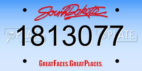 1813077 South Dakota License Plate