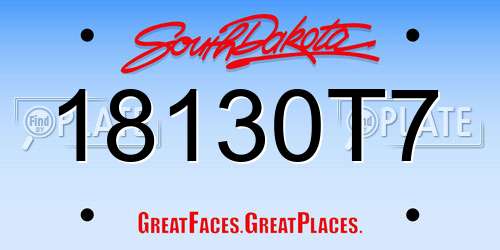 18130T7 South Dakota License Plate