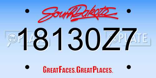 18130Z7 South Dakota License Plate