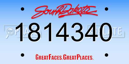 1814340 South Dakota License Plate