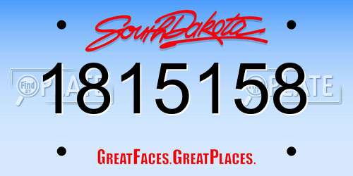 1815158 South Dakota License Plate