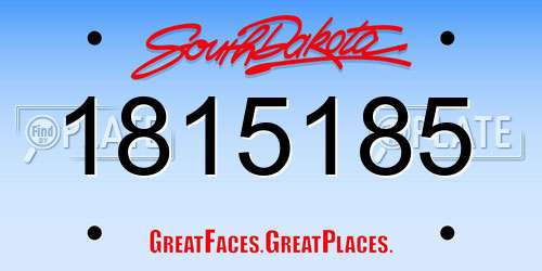 1815185 South Dakota License Plate