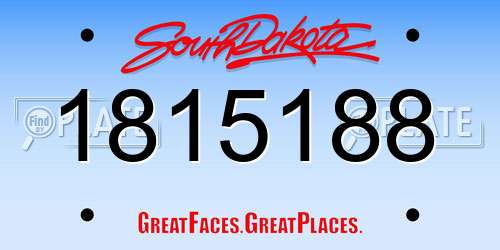1815188 South Dakota License Plate