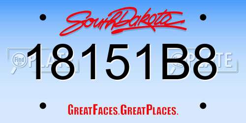 18151B8 South Dakota License Plate