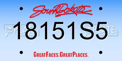 18151S5 South Dakota License Plate