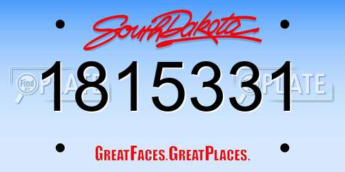 1815331 South Dakota License Plate