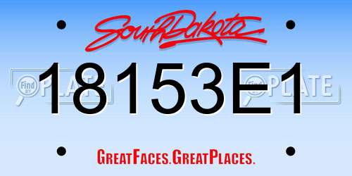 18153E1 South Dakota License Plate