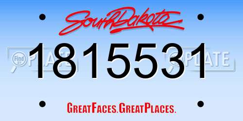 1815531 South Dakota License Plate