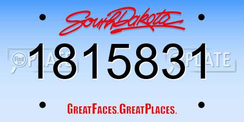1815831 South Dakota License Plate