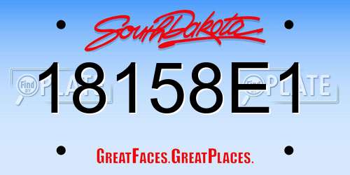 18158E1 South Dakota License Plate