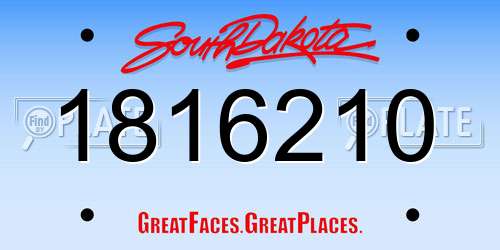 1816210 South Dakota License Plate