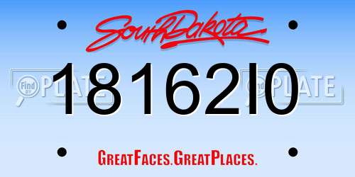 18162I0 South Dakota License Plate