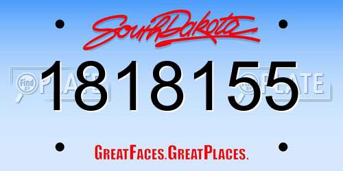 1818155 South Dakota License Plate