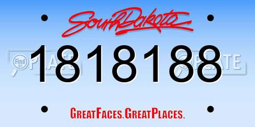 1818188 South Dakota License Plate