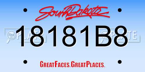 18181B8 South Dakota License Plate