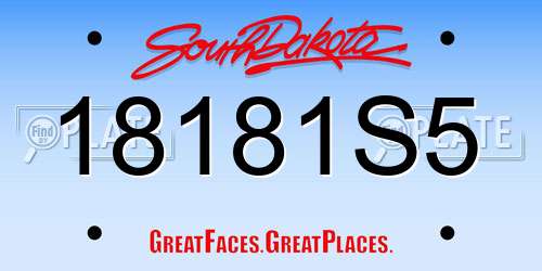 18181S5 South Dakota License Plate