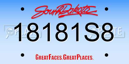 18181S8 South Dakota License Plate